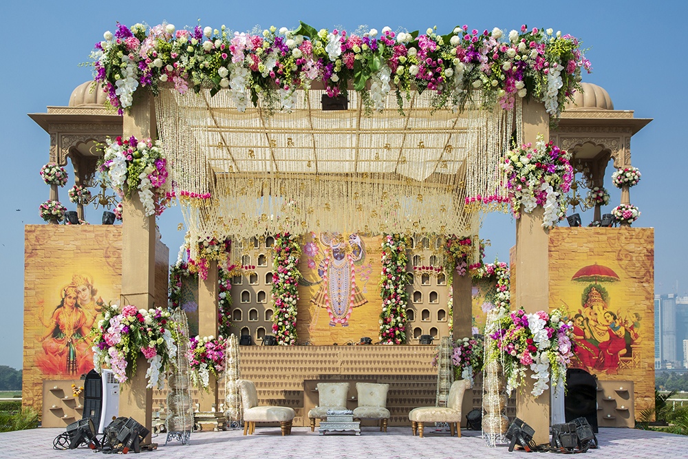 Design flat-lay: palettes, florals, fabrics